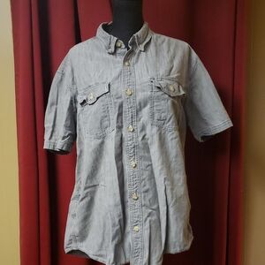 Men's Duluth Trading Grey Short Sleeve Button Down Shirt
